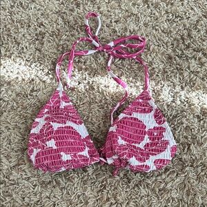 Pink and White Floral Bikini Top